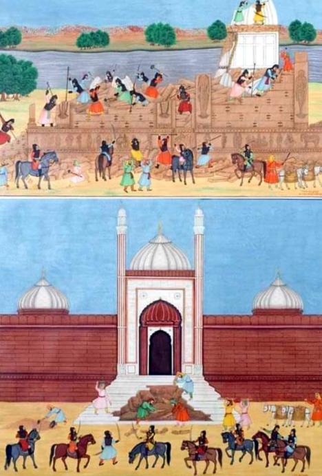 Mughal painting which depicts the destruction of Krishna Janmasthan-Krishna Info-Stumbit Important Infos